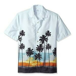 28 Palms Men's Hawaiian Shirt XXL Standard Fit Cotton Tropical Sunset Scenic